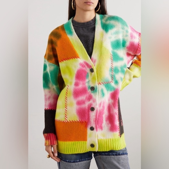 FRAME x Julia Sarr Jamoios Tie Dye Cashmere Cardigan M - Picture 8 of 13